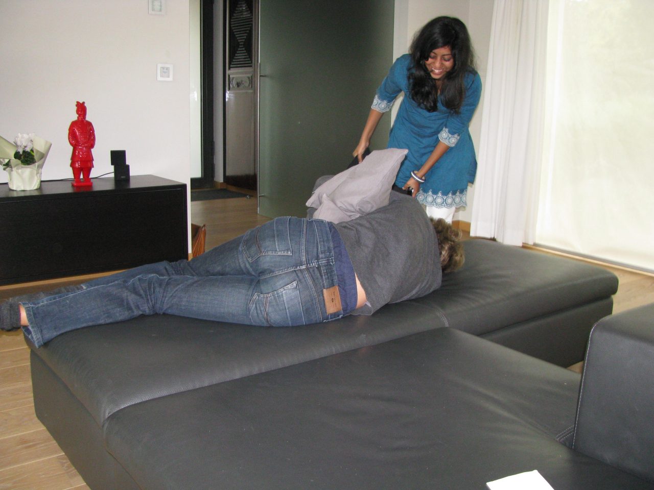 Michi sagging and gettin' hit with pillows