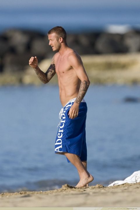 David Beckham Beach Sagging