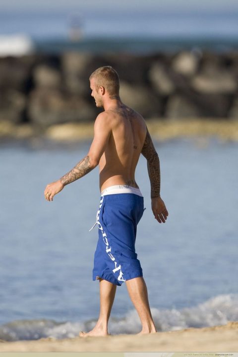 David Beckham Beach Sagging