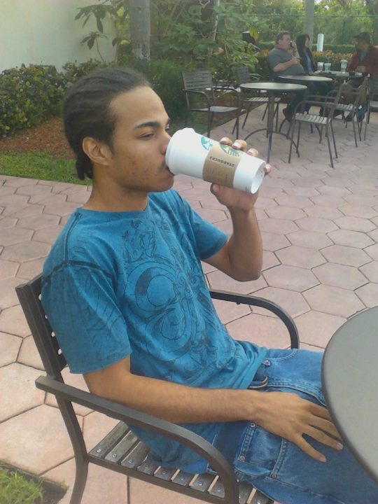 Sagging While Drinking Hot Chocolate Outside Of Starbucks