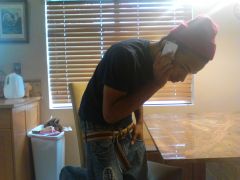 On The I-Phone 4s While Sagging In My Beige Script Gucci D Ring Belt