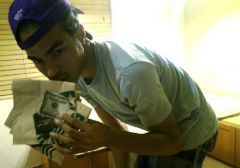 Sagging While holding Starbucks Tea Bags,Gift Card,and 100 Dollar Bill