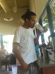 Sagging In A Shoe Lace Belt While In Starbucks With My Blond Highlights