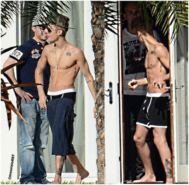 Justin Bieber shirtless in Miami, 2013