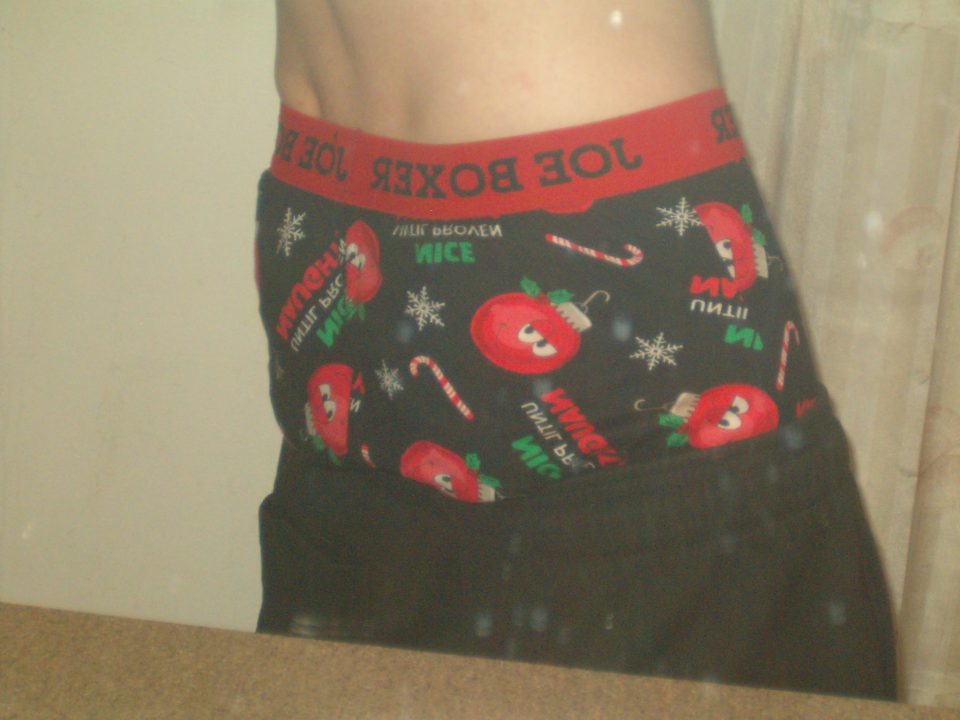 Joe Boxer christmas boxers black sweats back