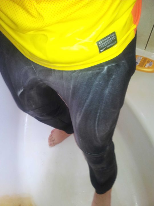 Wet and soapy Nike tech fleece pants