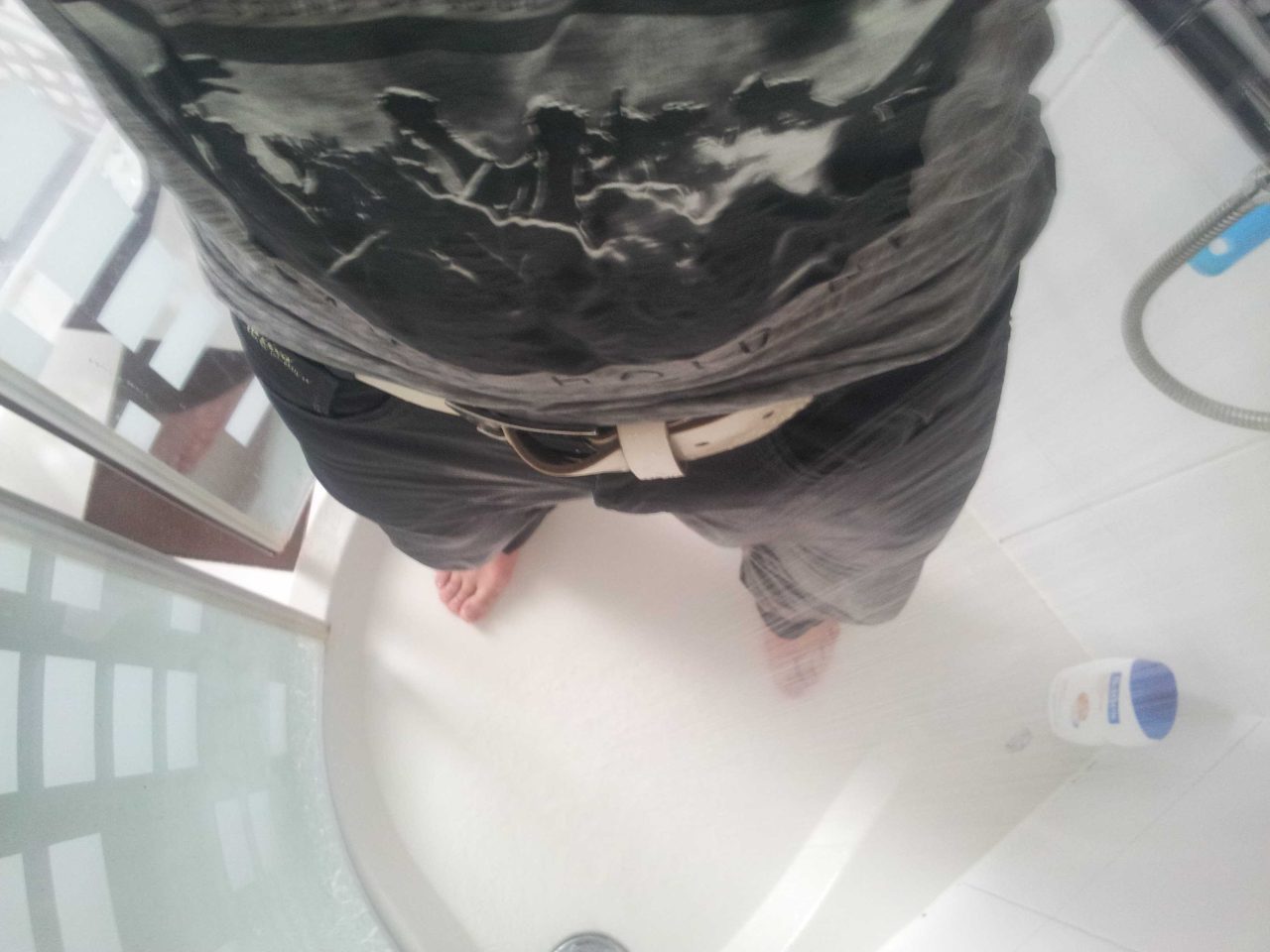 Shower after the pool in my jeans