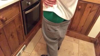 mid butt in the kitchen