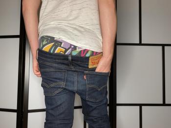 Levi's 510 skinny jeans/Sly Collective graffiti boxer briefs