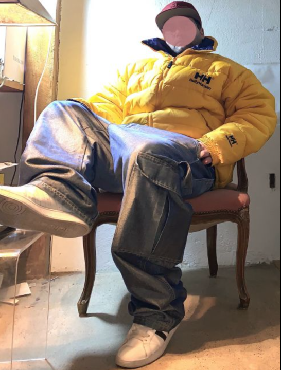 Johnny Blaze shiny Baggy and Helly Hansen down jacket