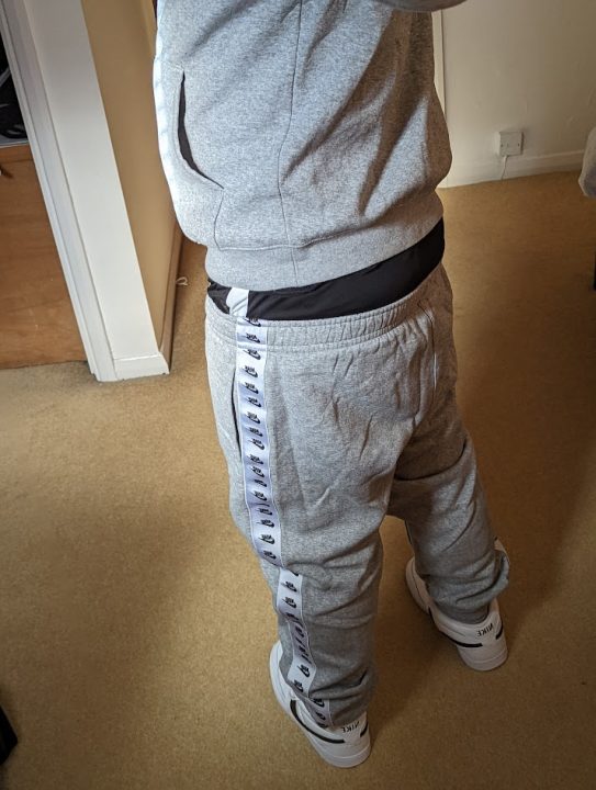 Another Nike grey tracksuit, Nike skinny joggers under and Nike Court Visions