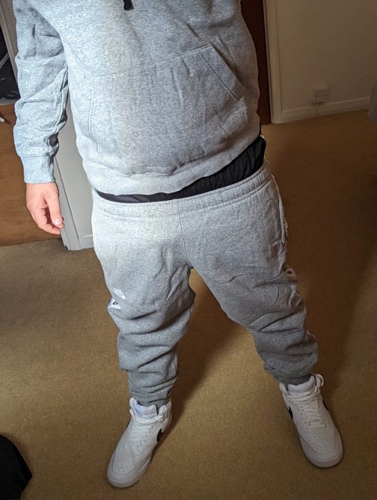 Another Nike grey tracksuit, Nike skinny joggers under and Nike Court Visions